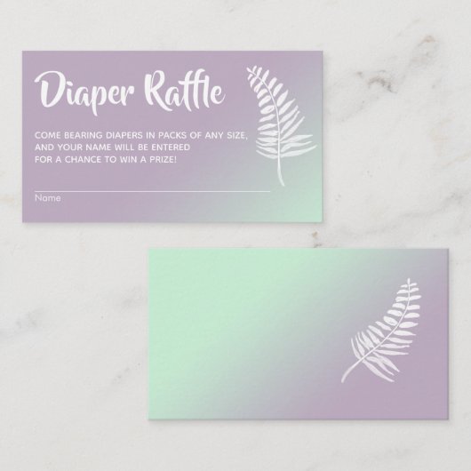 Mint & Lila Ombre Baby shower Luier Raffle Kaarten (Voorkant / Achterkant)