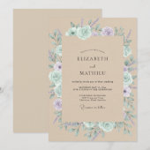 Mint Lilac Bruiloft Kaart (Voorkant / Achterkant)