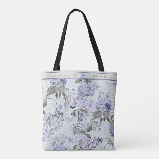 Mint, Lilac & Gold Hydrangea Personalized Tote Tote Bag (Achterkant)