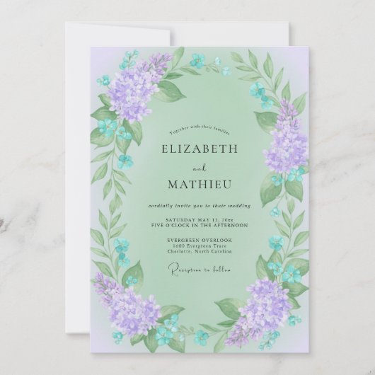 Mint Lilac Wingebruid Kaart (Voorkant)