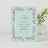 Mint Lilac Wisteria Bruiloft Kaart (Staand voorkant)