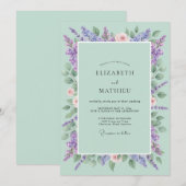 Mint Lilac Wisteria Bruiloft Kaart (Voorkant / Achterkant)