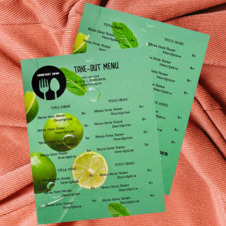 Mint Lime Restaurant Afhaalmenu met QR-code Flyer