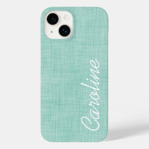 Mint Linnen Textuur Custom Monogram Case-Mate iPhone Case