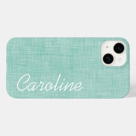 Mint Linnen Textuur Custom Monogram Case-Mate iPhone Case (Achterkant (horizontaal))