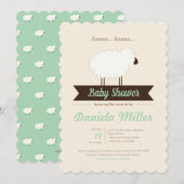 Mint Little Lamb Gender Neutral Baby shower Kaart (Voorkant / Achterkant)