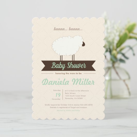 Mint Little Lamb Gender Neutral Baby shower Kaart (Staand voorkant)