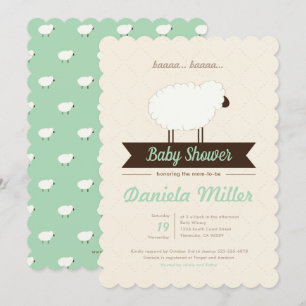 Mint Little Lamb Gender Neutral Baby shower Kaart