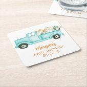 Mint Little Pumpkin Schattige Baby shower Kartonnen Onderzetters (Schuin)