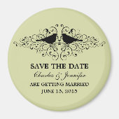 Mint Love Bird Swirls Save the Date Magnet (Voorkant)