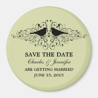Mint Love Bird Swirls Save the Date Magnet