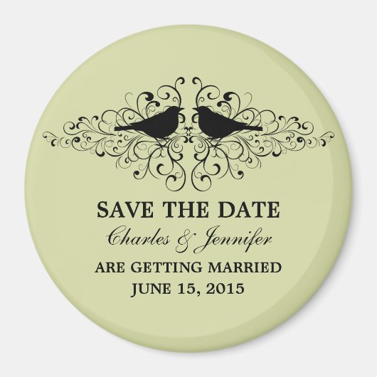 Mint Love Bird Swirls Save the Date Magnet (Voorkant)