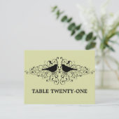 Mint Love Bird Swirls Table Number Briefkaart (Staand voorkant)