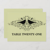 Mint Love Bird Swirls Table Number Briefkaart (Voorkant / Achterkant)