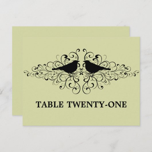 Mint Love Bird Swirls Table Number Briefkaart (Voorkant / Achterkant)