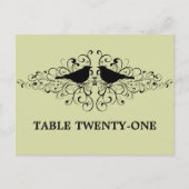 Mint Love Bird Swirls Table Number Briefkaart (Voorkant)