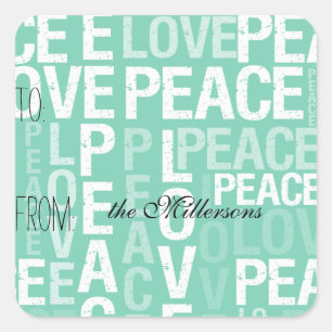 Mint Love Peace Gift Label