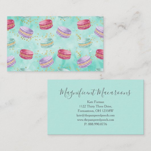 Mint Macaroon Bakery Delicate Gold Visitekaartje (Voorkant / Achterkant)