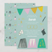 Mint Magic Show Bar Bat Mitzvah Uitnodiging (Voorkant / Achterkant)