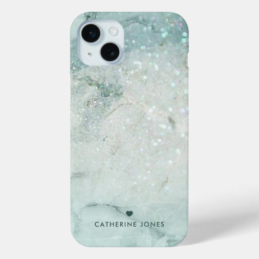 Mint Marmer en Glitter Printen Texture Case-Mate iPhone Case (Achterkant)