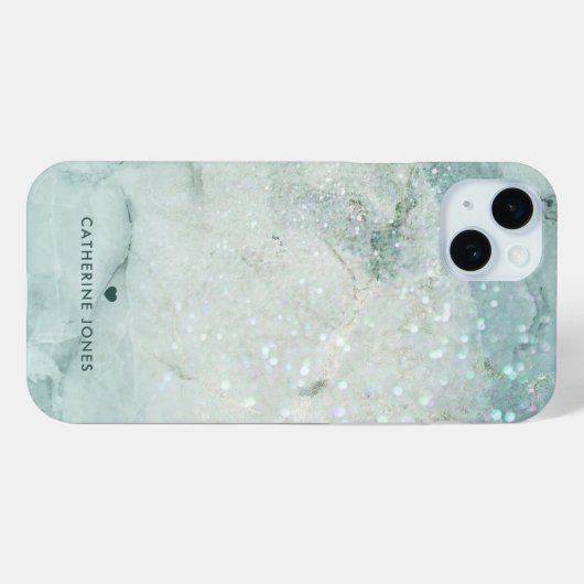 Mint Marmer en Glitter Printen Texture Case-Mate iPhone Case (Achterkant (horizontaal))