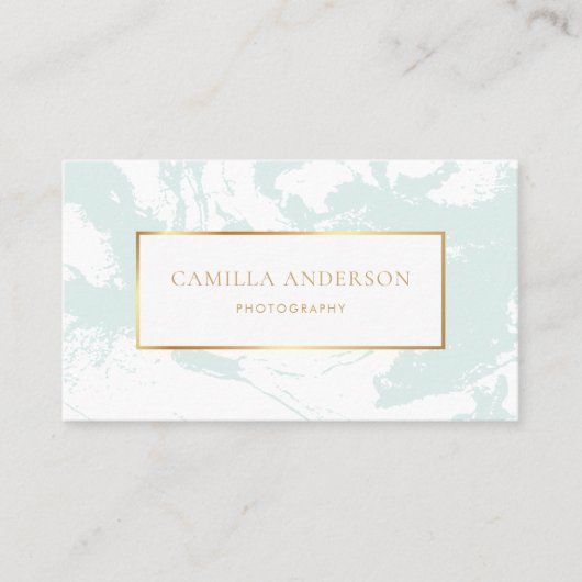 Mint Marmer met Faux Gold Foil Visitekaartje (Voorkant)