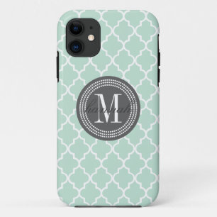 Mint Marokkaanse Tegelrooster Gepersonaliseerd iPhone 11 Hoesje