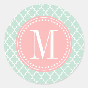 Mint Marokkaanse Tegels Lattice Gepersonaliseerd Ronde Sticker