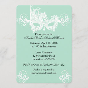 Mint Masquerade Bridal Shower Uitnodiging