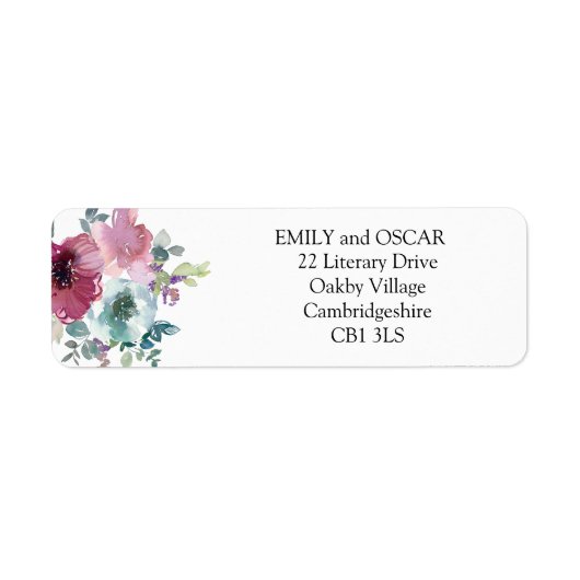 Mint & Mauve bloemige bruiloft Etiket (Voorkant)