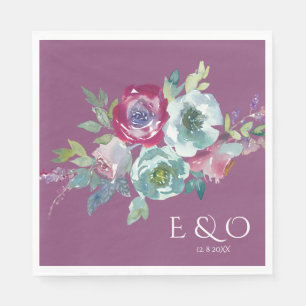 Mint & Mauve floral personalized bruiloft Napkins Servet