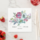 Mint & Mauve floral personalized bruiloft Servet (Insitu)
