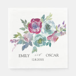 Mint & Mauve floral personalized bruiloft Servet