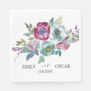 Mint & Mauve floral personalized bruiloft Servet