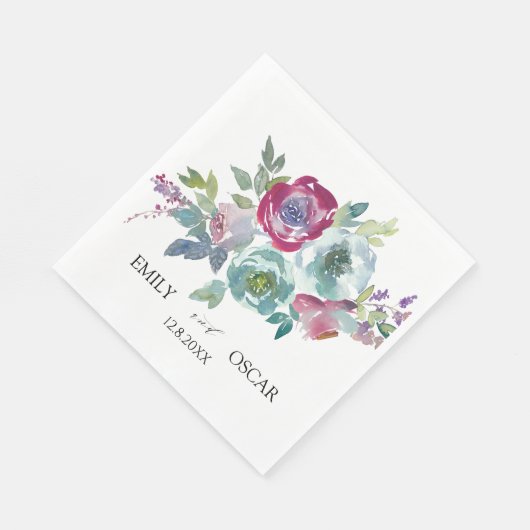 Mint & Mauve floral personalized bruiloft Servet (Hoek)
