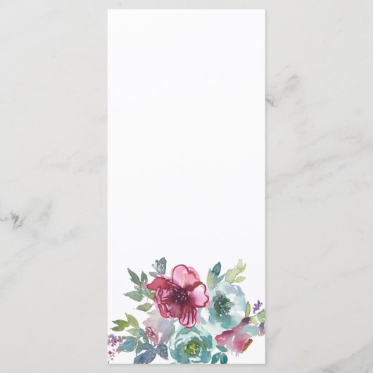Mint & Mauve Floral Waterverf Wedding Menu (Achterkant)