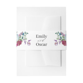 Mint & Mauve Floral Waterverf Wedding Uitnodigingen Wikkel