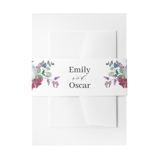 Mint & Mauve Floral Waterverf Wedding Uitnodigingen Wikkel (Voorkant Voorbeeld)