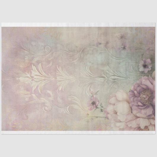 Mint Mauve Romance, Embossed Effect Damask Tissuepapier (Voorkant)