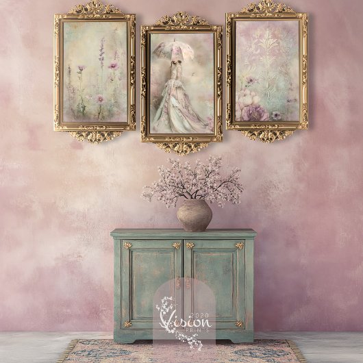 Mint Mauve Romance, Embossed Effect Damask Tissuepapier