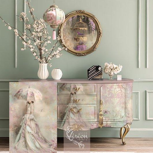 Mint Mauve Romance, Hummingbird Lady & Parasol Tissuepapier