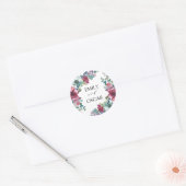 Mint & Mauve Waterverf Floral Wedding Ronde Sticker (Envelop)