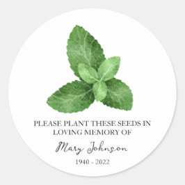 Mint Memorial Funeral Seed Packet Ronde Sticker