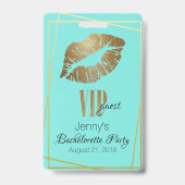 Mint met gouden lipprint bruidsmeisjesfeest badge (Achterkant)