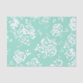 Mint met White Floral Pattern Tissuepapier (Voorkant)