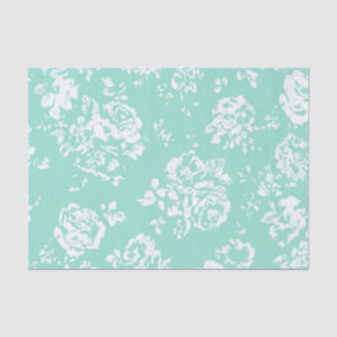 Mint met White Floral Pattern Tissuepapier