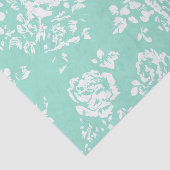 Mint met White Floral Pattern Tissuepapier (Detail)