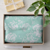 Mint met White Floral Pattern Tissuepapier (Geschenk)