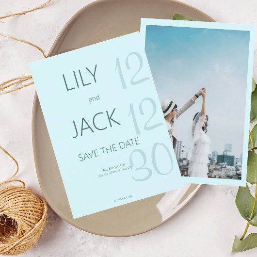 Mint Minimal Save the Date Elegante Verloving Kaart