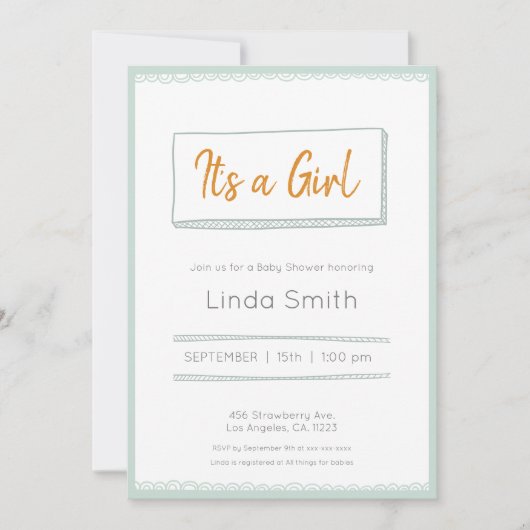 Mint minimalistisch tandvlees neutraal Baby shower Kaart (Voorkant)